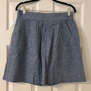 Loft Chambray Linen Cotton Mini Skirt with Pockets